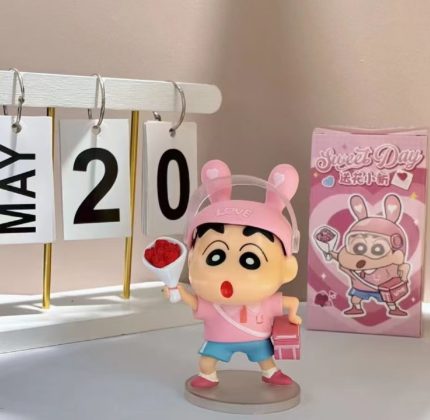 潮玩蠟筆GK小新系列 送花小新手辦桌面擺件情人節禮物12CM