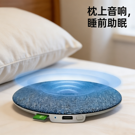 枕下音響TF枕邊藍牙音箱助眠神器白噪音枕上睡眠骨傳導音碟